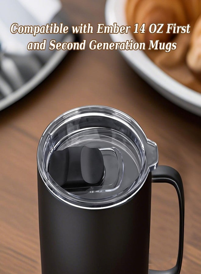 TEITEAI Magnetic Slider Replacement Mug Lid Compatible with Ember First and Second Generation Mugs, 14 oz, Splash-Proof, Black/Clear - Image 2