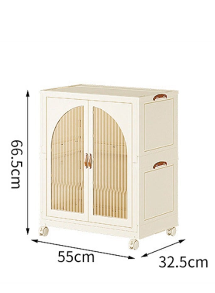 خزانة خزانة قابلة للتراكم ، خزانة ملابس متعددة الوظائف مع الباب والعجلات ، سلالات تخزين بلاستيكية قابلة للطي ملابس الأطفال خزانة تخزين مربع للمطبخ المنزلي وغرفة النوم (طبقة واحدة ، 1A) - Image 2