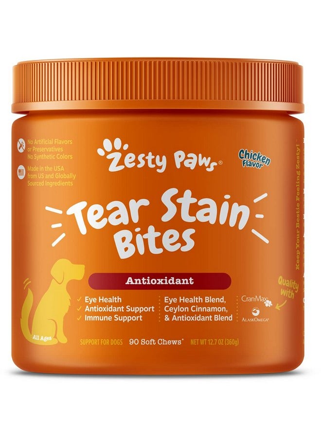 Zesty Paws Zesty Paws Tear Stain Support Soft Chews for Dogs - for Eye Moisture + Vision & Immune Support - Functional Supplements with Fish Oil, Lutein, Cranberry & Vitamin C - Chicken Flavor - 90 ct  - Image 1