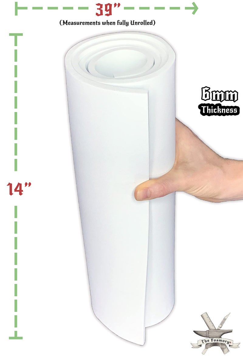 The Foamory Shape Retention EVA Cosplay Foam 6mm (1mm-10mm) 14x39 inch White or Black High Density EVA Foam Sheets. Premium 85 kg/m3 Heat Shape Material for DIY Convention or Halloween Costumes by The Foamory - Image 4