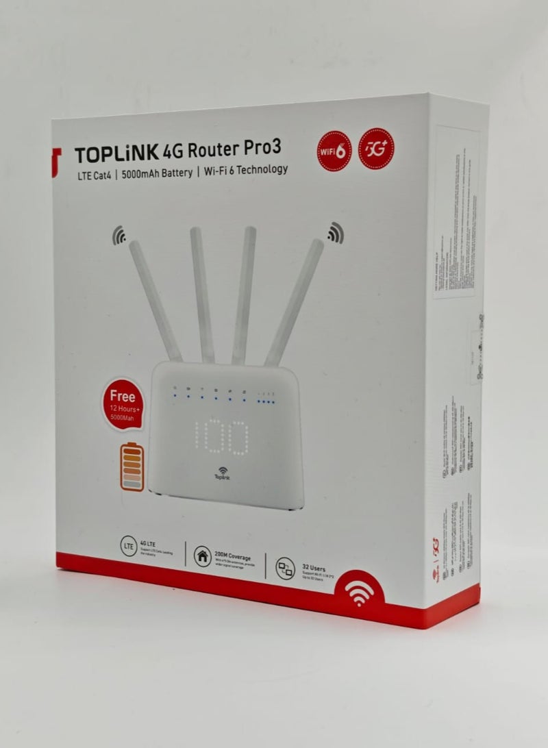 TOPLINK MR715U 4G LTE WiFi Router,5000mAh Battery ,WiFi 6 ,Up to 32 Users , SIM Card Slot , TDRA Approved, Mobile Hotspot with 4× Antennas,Works with Etisalat & Du UAE Version - Image 5