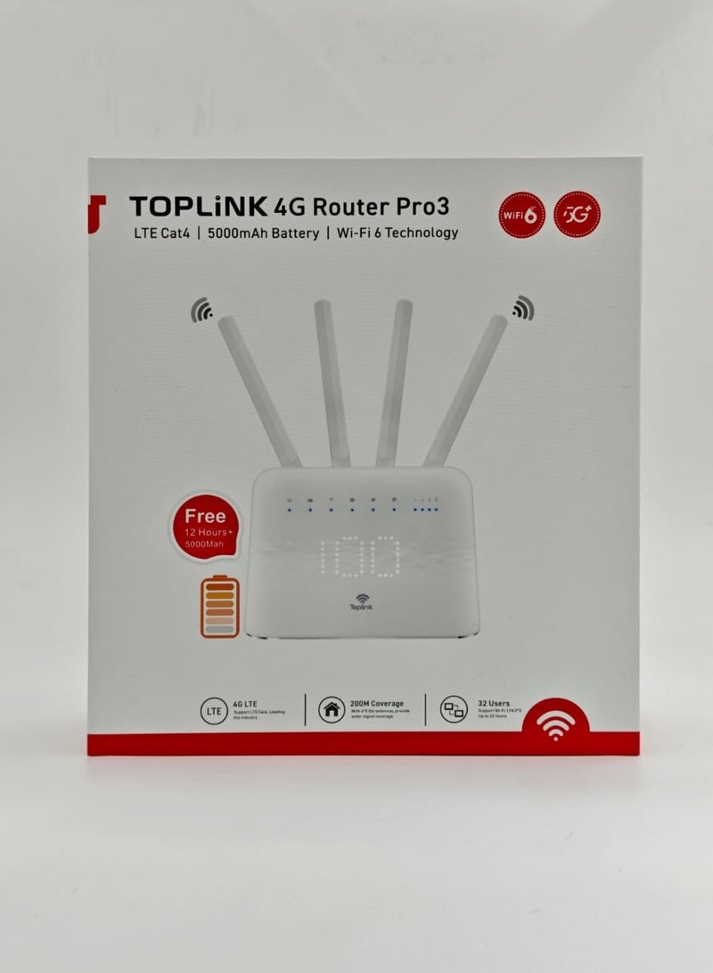 TOPLINK MR715U 4G LTE WiFi Router,5000mAh Battery ,WiFi 6 ,Up to 32 Users , SIM Card Slot , TDRA Approved, Mobile Hotspot with 4× Antennas,Works with Etisalat & Du UAE Version - Image 4