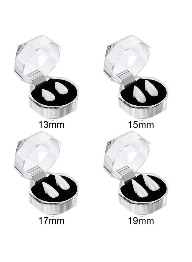 Zhanmai طقم مكون من 5 قطع من أنياب مصاصي الدماء بأربعة أحجام، أنياب مخصصة لأسنان مصاصي الدماء، أطقم أسنان صناعية مزيفة مع أنبوب واحد من حبيبات الأسنان اللاصقة لحفلات التنكر، أنياب حفلات الهالوين - Image 3