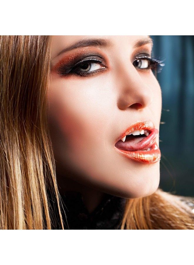 Zhanmai طقم مكون من 5 قطع من أنياب مصاصي الدماء بأربعة أحجام، أنياب مخصصة لأسنان مصاصي الدماء، أطقم أسنان صناعية مزيفة مع أنبوب واحد من حبيبات الأسنان اللاصقة لحفلات التنكر، أنياب حفلات الهالوين - Image 5