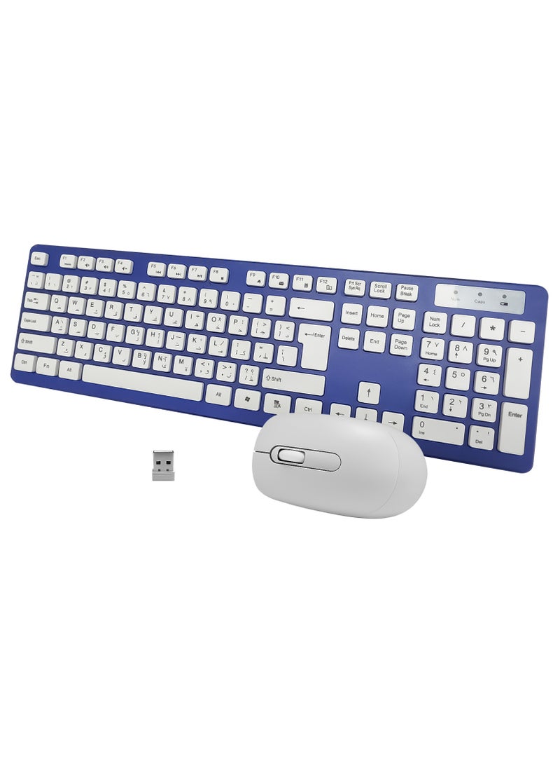 Yakiter Wireless Keyboard and Mouse Combo, 2.4G USB Quiet Cordless Mouse Keyboard Set Ergonomic Full Size with Long Battery Life, for Computer Laptop PC Windows Mac Chrome OS, Blue  - Image 1