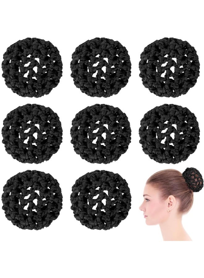HZYH Hair Nets for Buns, Ballet Hair Bun Cover for Girls Invisible Knit Hairnet Elastic Bun Nets Elastic Edge Hair Mesh Dance Hair Cover Skating Snoods Hair Bun Holder for Ballet Dance (8PCS, Black) - Image 1