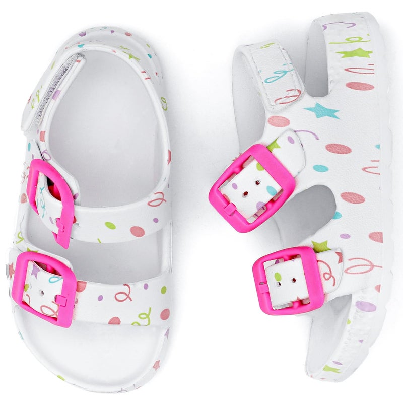 ChayChax Toddler Boys Girls Double Buckle Sandals Children's Adjustable Back Strap Water Sandal, White Star, 8 Toddler - Image 3