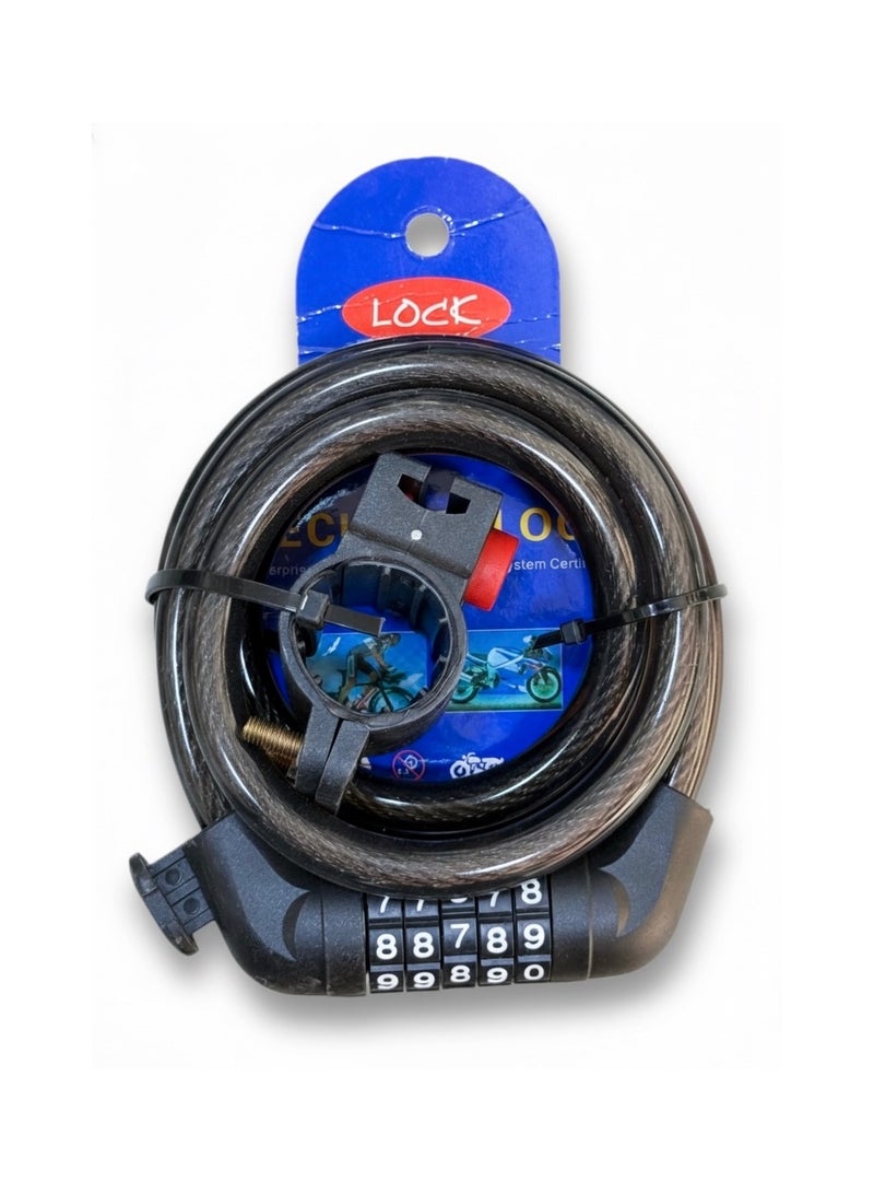 زولي قفل باسوورد للدراجه عالي الجوده 5 ارقام وحامل للقفل - Image 1