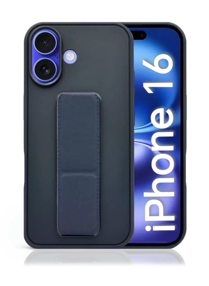 Generic Case Cover For Apple iPhone 16 With Magnetic Hand Grip 3 in 1 Blue  - Image 1
