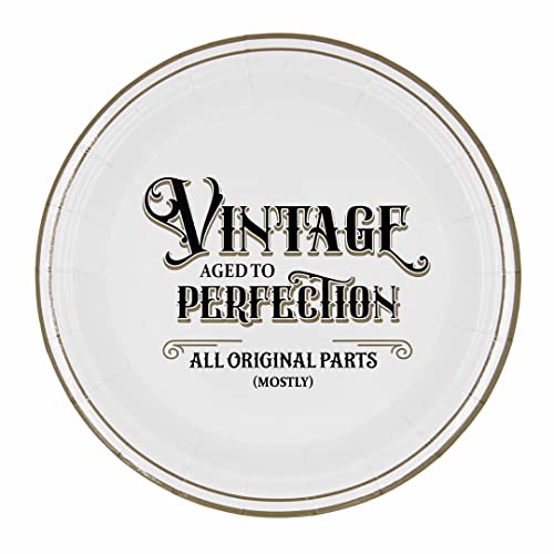 Kitschy Collective 30 Count, Vintage - Aged to Perfection 7-inch Paper Party Dessert Plates for Birthday or Anniversary Parties - Image 5