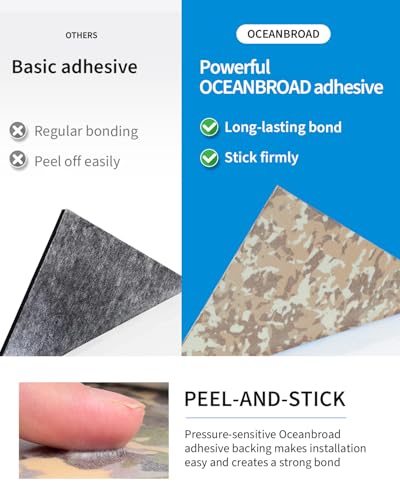 OCEANBROAD Self-Adhesive Camouflage Boat Flooring Sheet 48''x16.8'‘ Faux Teak EVA Foam Marine Non-Slip Pad Camo Decking for MotorBoats Yacht Helm Pad Jon Boat Floor, Camouflage Brown - Image 2