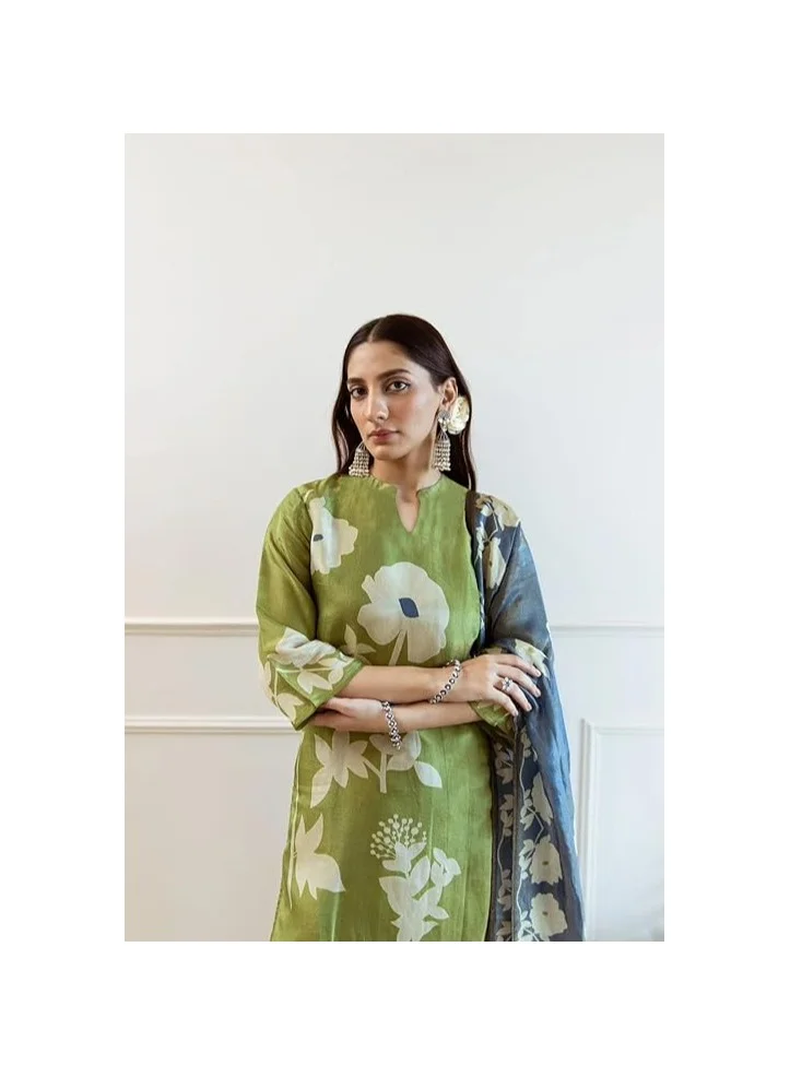 GoSriKi  GoSriKi Women's Rayon Viscose Printed Straight Kurta with Pant & Dupatta (PANUJA GREEN-VKS01-GS_L_Green_Large) for Women | Best Price UAE