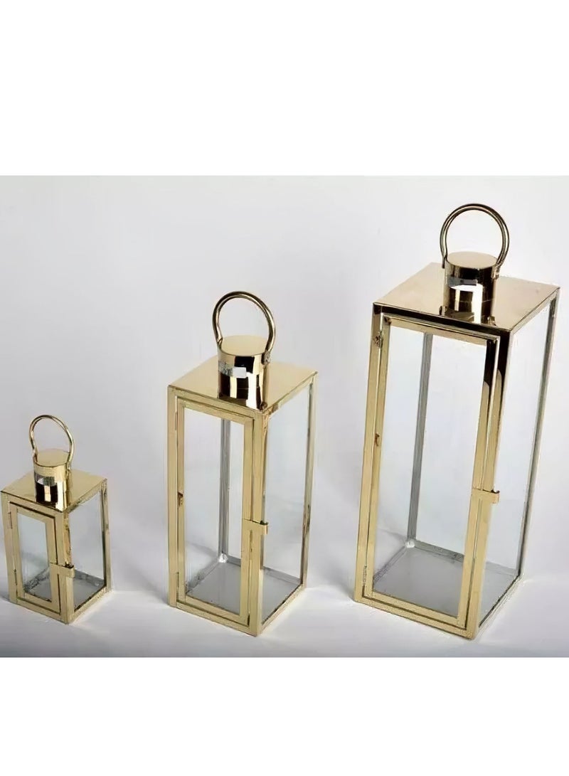 Living Ramadan lanterns set, 3 pieces, gold - Image 4