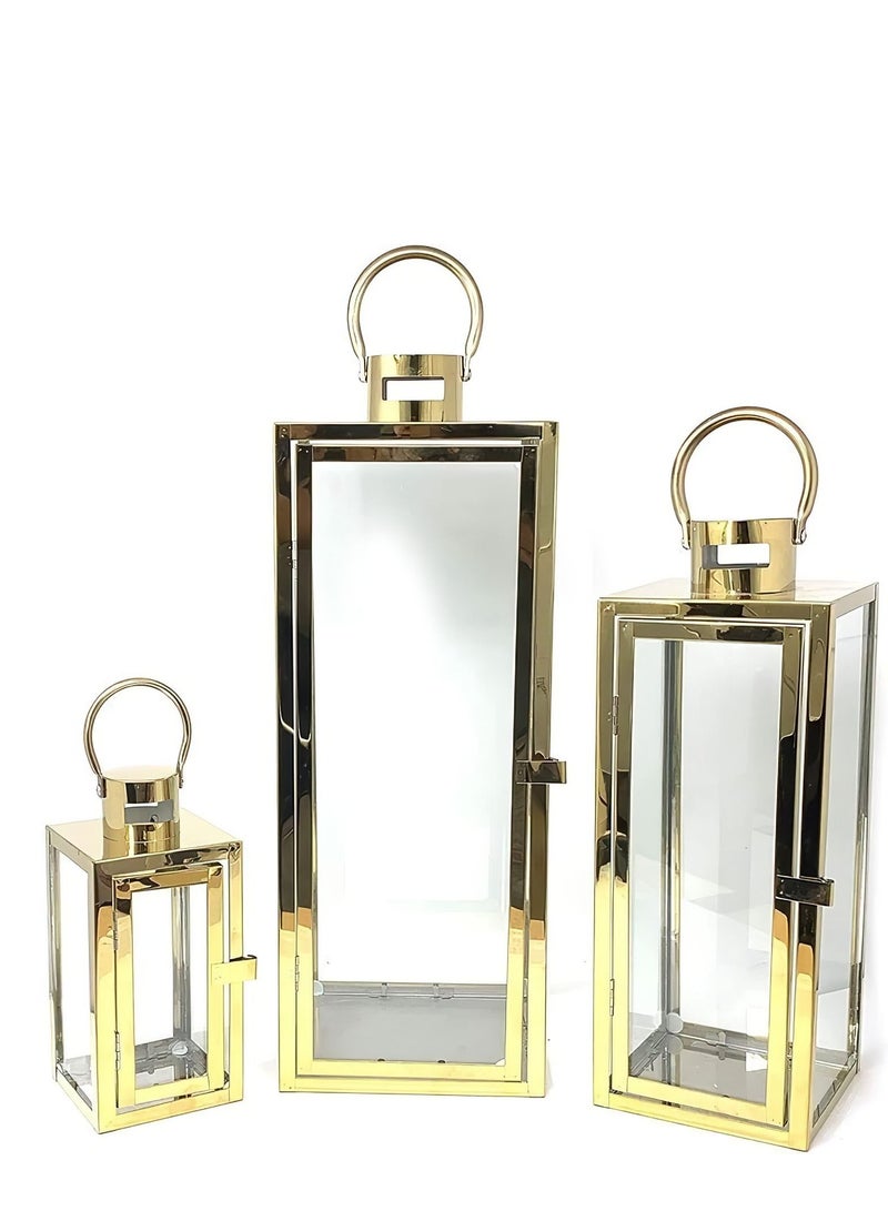 Living Ramadan lanterns set, 3 pieces, gold - Image 3