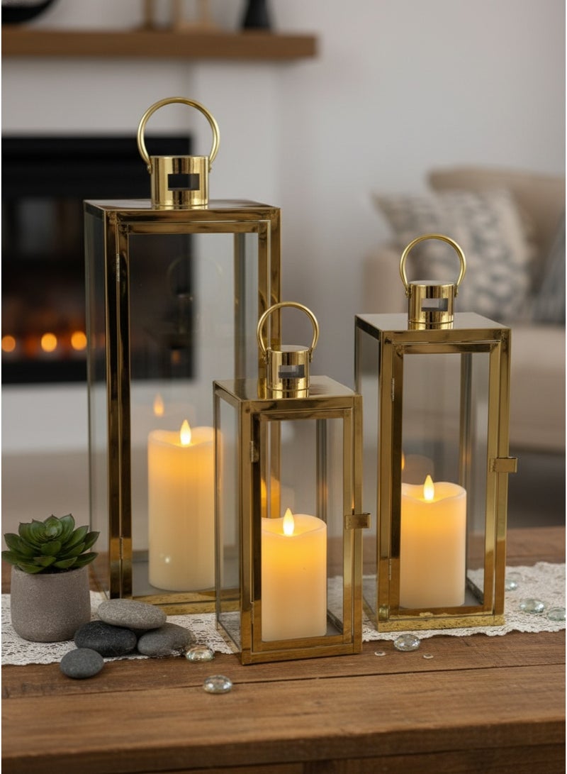 Living Ramadan lanterns set, 3 pieces, gold - Image 2
