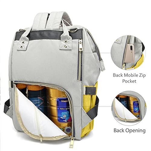 PACKNBUY Stylish Diaper Bag for Mothers for Travel, Hospital Bag for Delivery Women, Maternity Bag with Insulated Bottle Pockets, Spacious and Water Resistant Baby Diaper Bag (Yellow) - Image 5