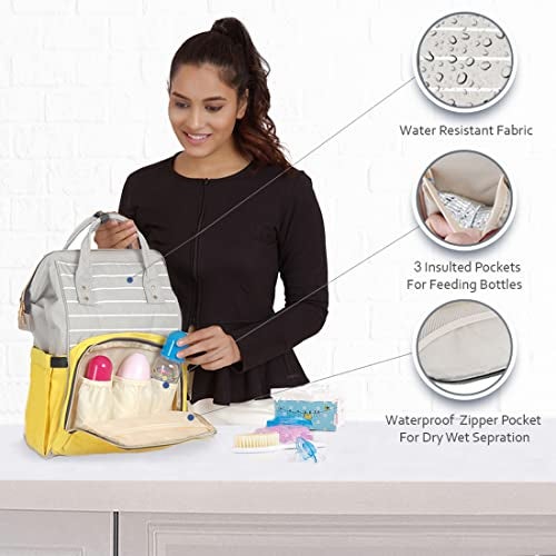 PACKNBUY Stylish Diaper Bag for Mothers for Travel, Hospital Bag for Delivery Women, Maternity Bag with Insulated Bottle Pockets, Spacious and Water Resistant Baby Diaper Bag (Yellow) - Image 2