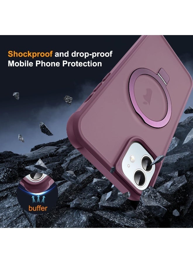 جراب هاتف iPhone 12 وiPhone 12 Pro مع حامل مغناطيسي غير مرئي بحلقة دائرية شفافة مقاس 6.1 بوصة [متوافق مع Mag-Safe] [شعور قبضة رائع]، أحمر نبيذي - Image 5