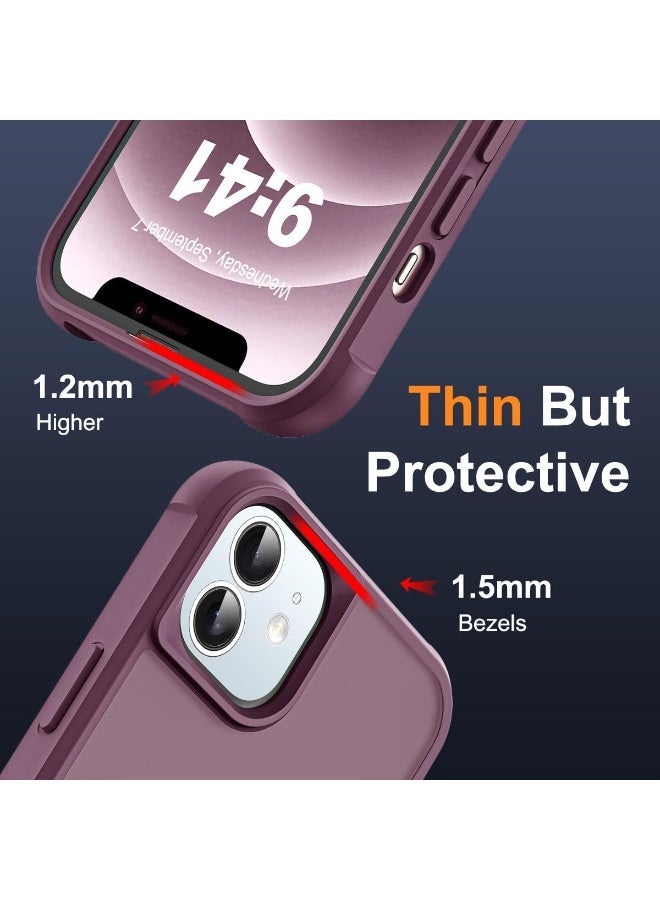 جراب هاتف iPhone 12 وiPhone 12 Pro مع حامل مغناطيسي غير مرئي بحلقة دائرية شفافة مقاس 6.1 بوصة [متوافق مع Mag-Safe] [شعور قبضة رائع]، أحمر نبيذي - Image 3