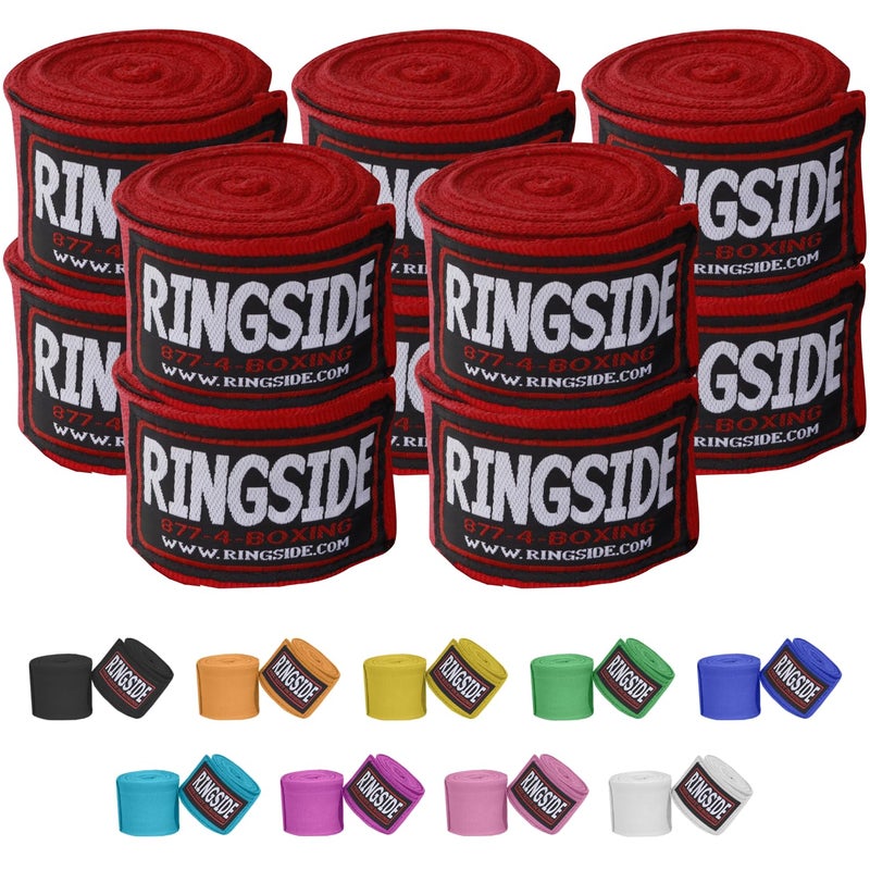 Ringside Mexican Style Boxing Hand Wraps 5 Pairs Pack Red 180