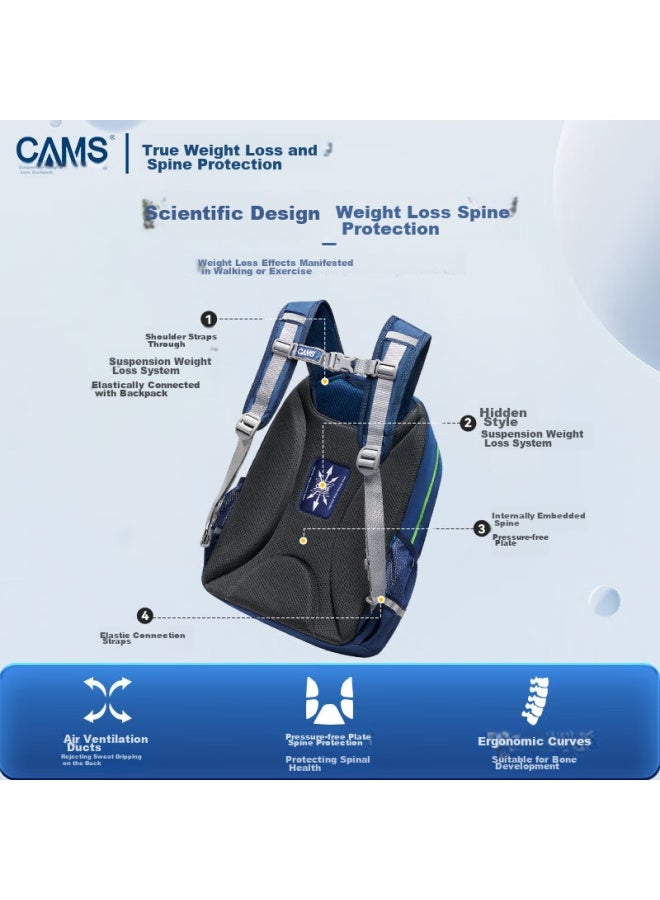 Cams Suspended Weight-reducing Backpack For Grades 4-6, Large Capacity, Ultra-light, Spine-protecting Schoolbag S08203l - Image 4