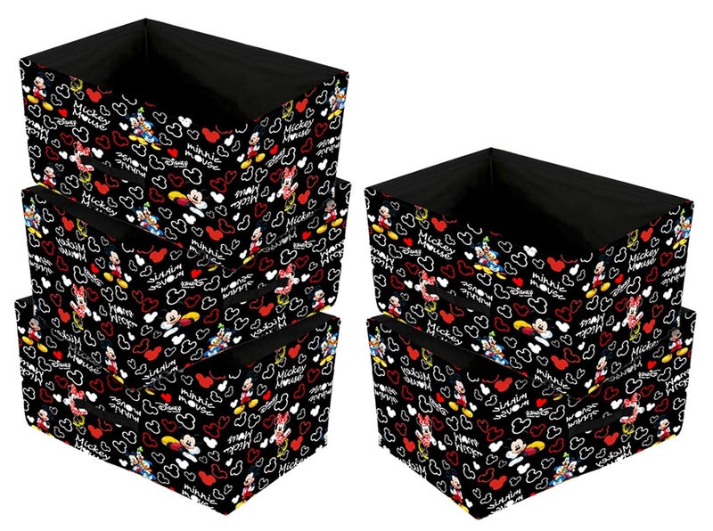 Kuber Industries Disney Mickey Print Non Woven Fabric Modular Closet Organizer Box with Handle for Cube Storage Units in ClosetSet Of 5BlackKUBMART16033 - Image 1