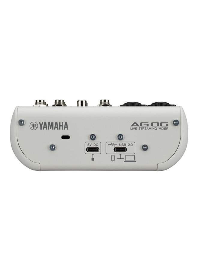 YAMAHA 6 Channel Live Streaming Loopback Audio USB Mixer AG06MK2W White - Image 3