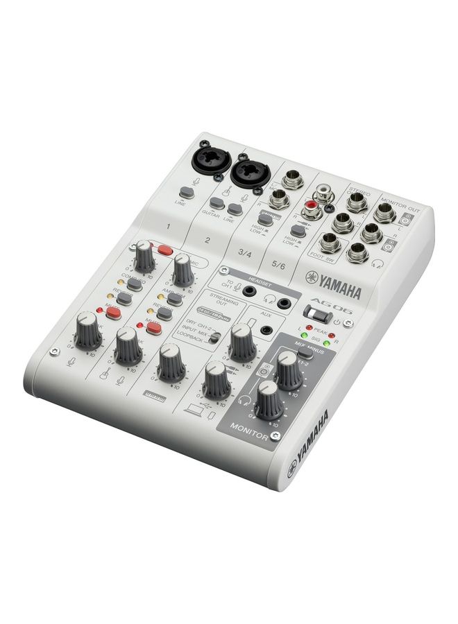 YAMAHA 6 Channel Live Streaming Loopback Audio USB Mixer AG06MK2W White - Image 2