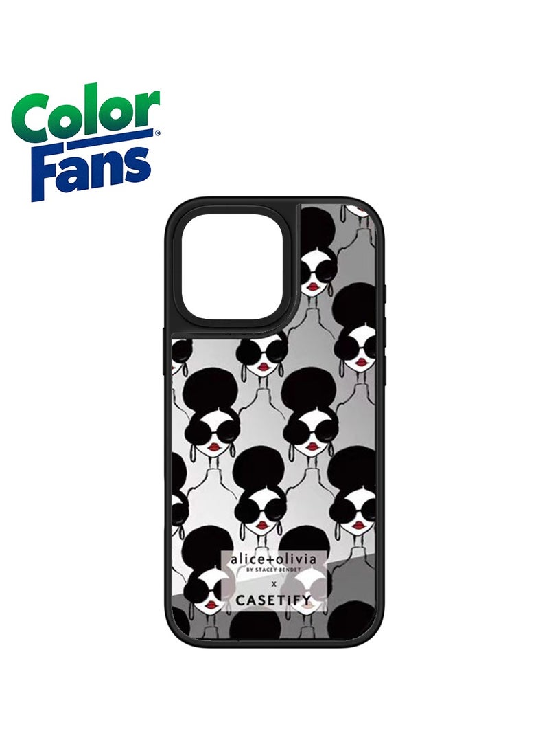Color Fans - iPhone 11 Stylish Alice + Olivia Mirror Case  - Sleek Silver with Bold Accents - Image 1