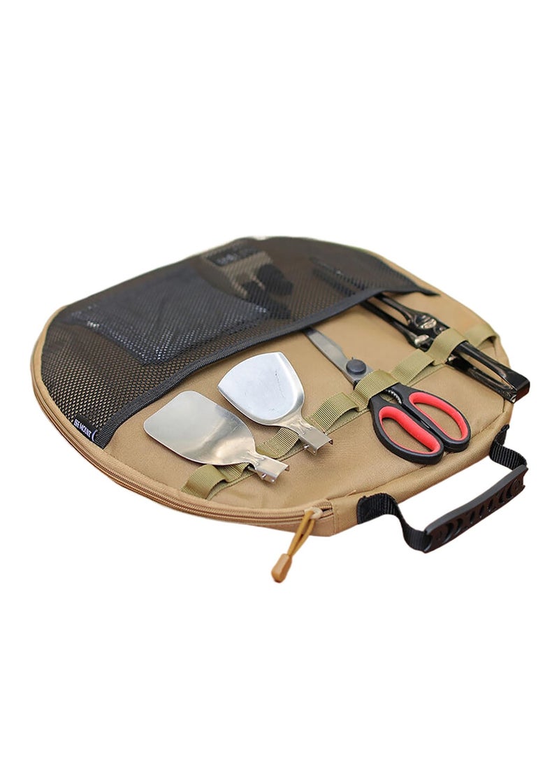 KASTWAVE Grill Pan Storage Bag,Cast Iron Grill Pan Skillet Tray Organizers with Handles Durable Skillet Pan Storage Bag Multifunctional Camping Skillet Bag for Outdoor Camping Picnic Cookware Storage Bag - Image 1