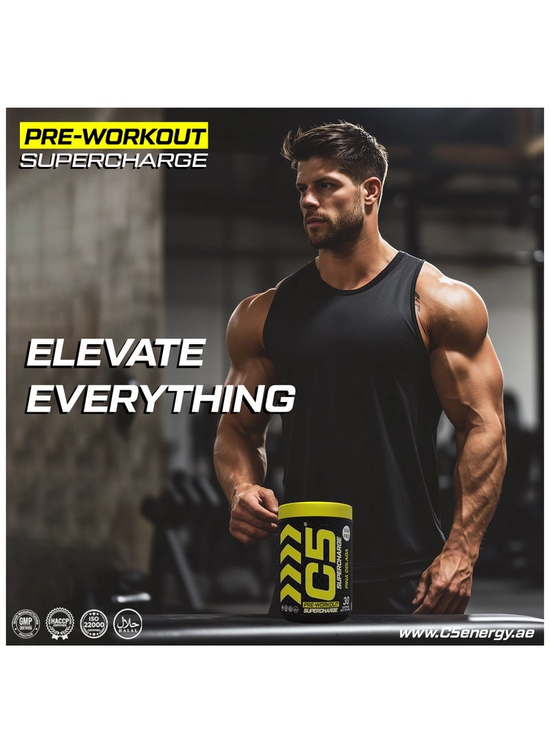 C5 C5 Supercharge Pre Workout Powder Pina Colada - 30 Servings, 200mg High Caffeine - Sugar Free -Zero Calories - Beta Alanine - Citrulline Malate, Creatine HCL High-Performance PreWorkout Booster Supplement  - Image 5