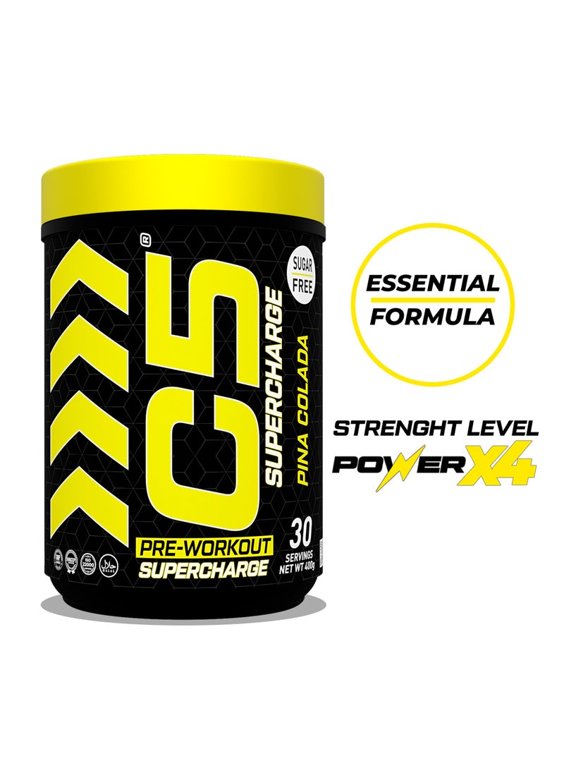 C5 C5 Supercharge Pre Workout Powder Pina Colada - 30 Servings, 200mg High Caffeine - Sugar Free -Zero Calories - Beta Alanine - Citrulline Malate, Creatine HCL High-Performance PreWorkout Booster Supplement  - Image 2