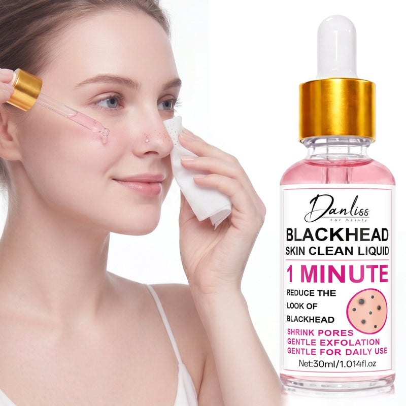Danliss 1-Minute Blackhead Cleansing Serum 30ml (Pink Dropper) - Gently exfoliates and dissolves blackheads - Image 1