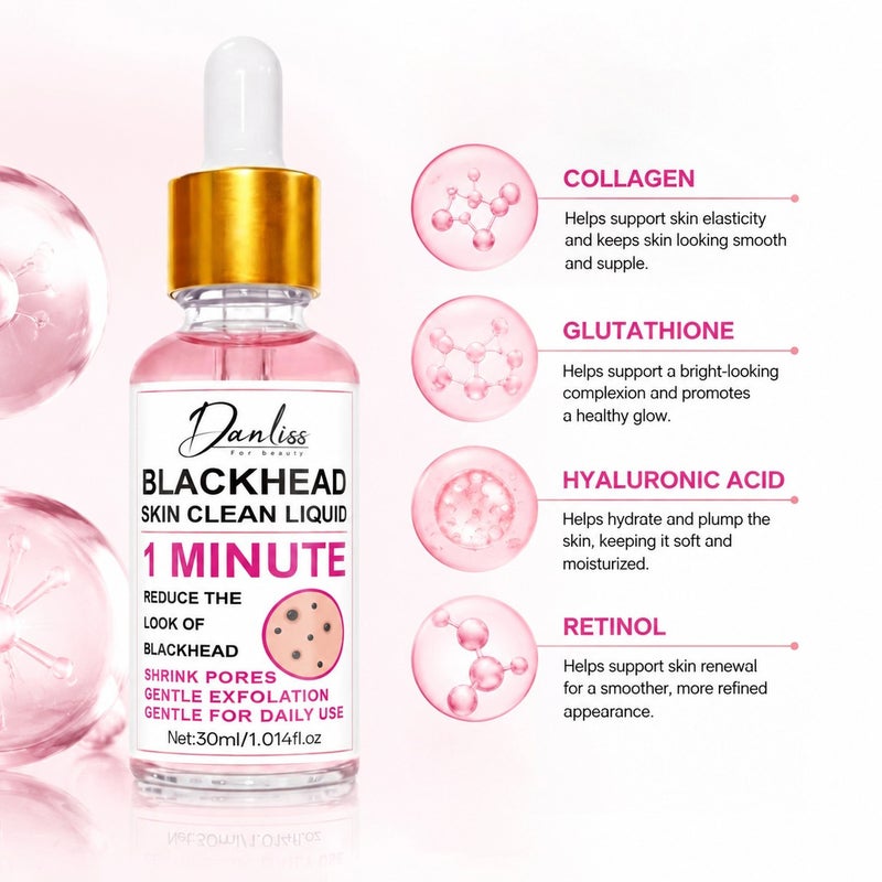 Danliss 1-Minute Blackhead Cleansing Serum 30ml (Pink Dropper) - Gently exfoliates and dissolves blackheads - Image 3
