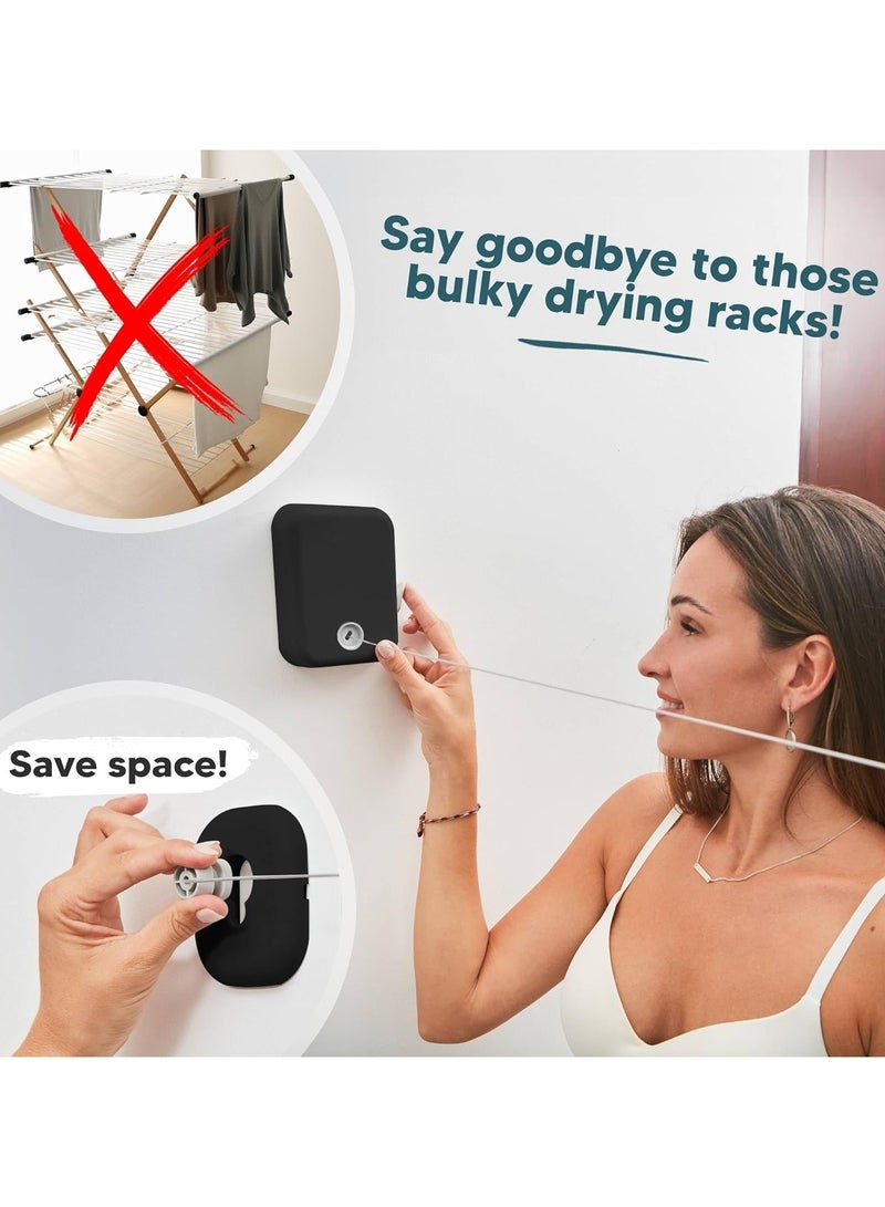 Retractable Clothesline Indoor Outdoor Clothes Line - Heavy Duty Clothes Drying Laundry Line - Wall Mounted Drying Rack - Air Dry Clothing  - Image 3