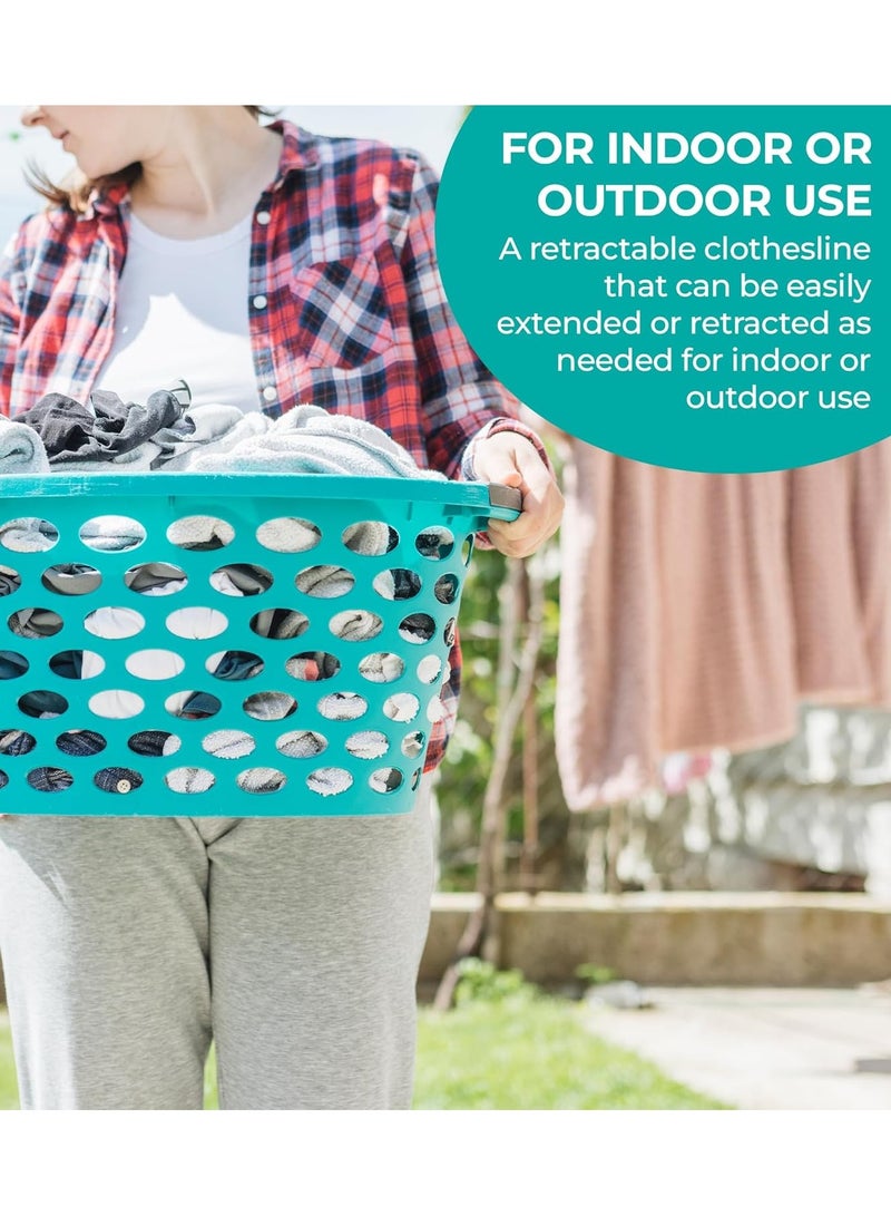 Retractable Clothesline Indoor Outdoor Clothes Line - Heavy Duty Clothes Drying Laundry Line - Wall Mounted Drying Rack - Air Dry Clothing  - Image 5