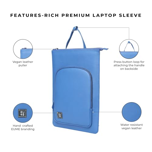 EUME Tech Pro Case Laptop Sleeve 15.6 Inch | Laptop Cover, MacBook Sleeve, MacBook Cover | with Padded Compartment | Vegan Leather Fabric | Fits Up to 15.6" Laptop & MacBook I Royal Blue - Image 3