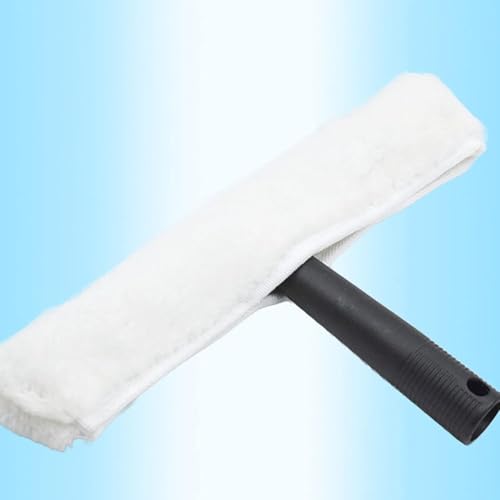 Qwick Click أداة تنظيف نوافذ قطنية من Qwick Click، ممسحة نوافذ زجاجية يدوية جديدة ومنظف زجاج نوافذ السيارات، مقبض منظف زجاج للمسح الرطب والجاف (أبيض، أسود) - Image 4