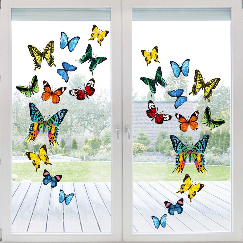 Whaline Whaline 24Pcs Colorful Butterfly Window Clings DoubleSided AntiCollision Window Decals to Prevent Bird Strikes on Glass NonAdhesive Static Butterfly Cling Stickers for Home Glass Door 