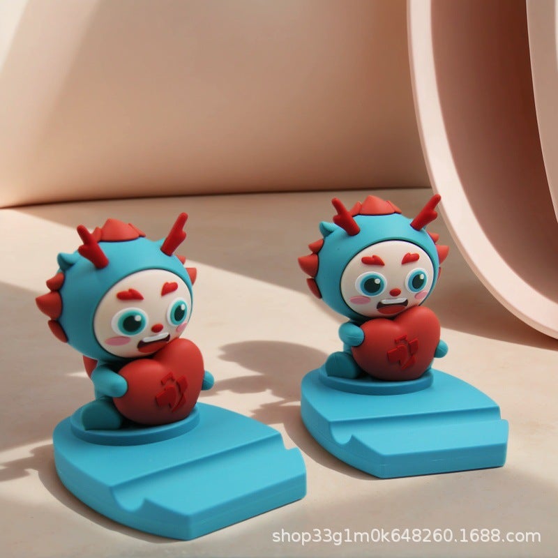 PVC Cartoon Phone Stand - Customizable Cute Character Desktop Stand - Creative PVC Soft Plastic Holder - Image 1