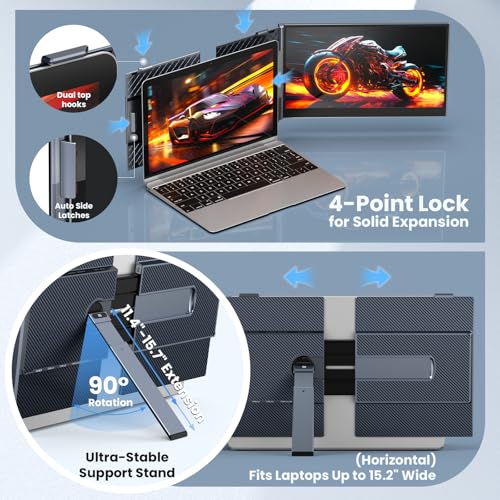 UK BONITOYS Laptop Screen Extender, 14" Ultra-Thin & Lightweight Portable Monitor, 1080P FHD IPS Second Screen, Plug and Play, Laptop Monitor Extender Compatible for Mac/Win Laptops 13-17 Inch - Image 4