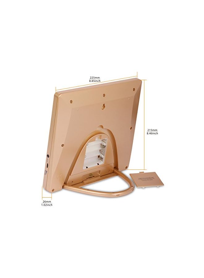 AL-HARAMEEN ساعة أذان، ساعة طاولة لأوقات الصلاة، منبه رقمي للمسلمين، شاشة LCD HA-4010 (ذهبي) - Image 5