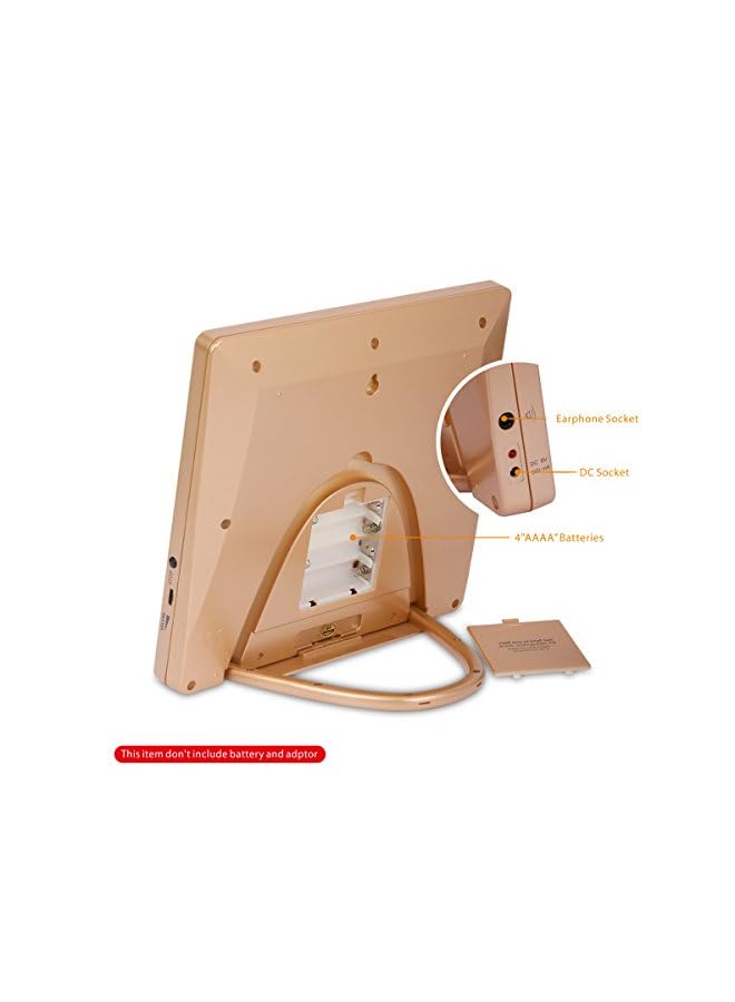 AL-HARAMEEN ساعة أذان، ساعة طاولة لأوقات الصلاة، منبه رقمي للمسلمين، شاشة LCD HA-4010 (ذهبي) - Image 4