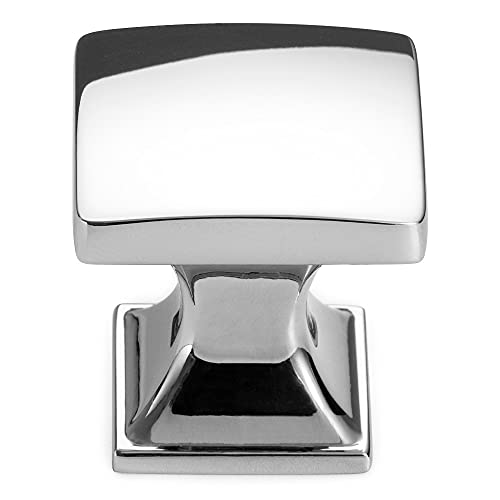 KOOFIZO Curved Square Top Cabinet Knobs - Polished Chrome Pull Handles (25mm /1 Inch), 10-Pack for Kitchen Cupboard Door, Bedroom Dresser Drawer, Bathroom Wardrobe Hardware - Image 1