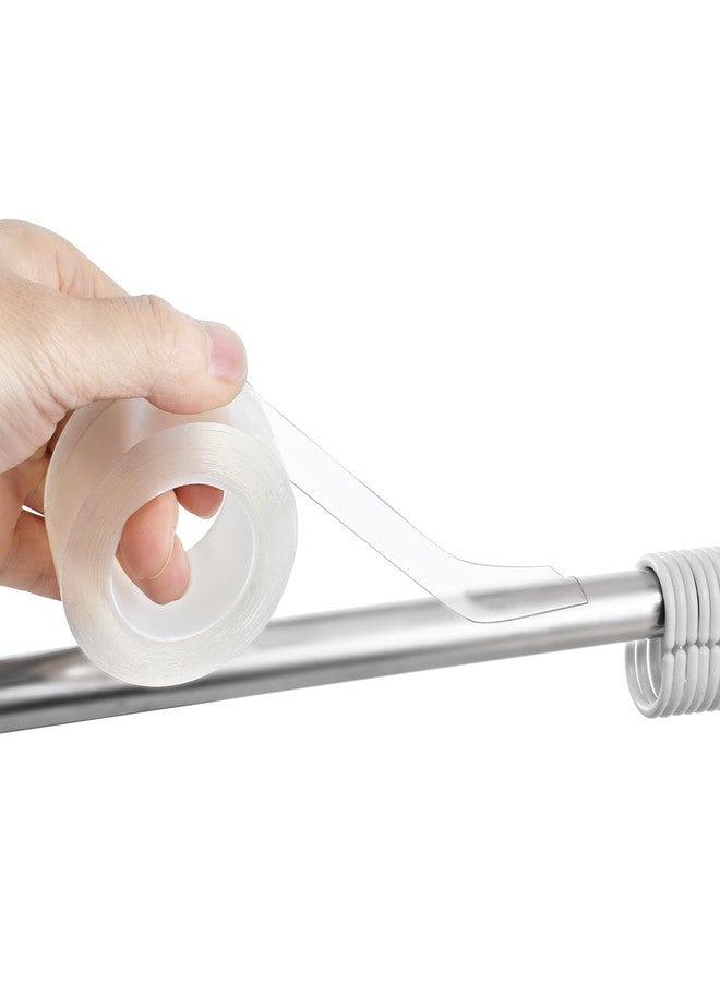 XLIUAX Curtain Rod Slide Smooth Tape, Clear Shower Curtain Rod Cover, Silent Curtains Ring Sliding Tape for Living Room Bathroom Shower Curtains Rods Smooth Sliding Noise Reduction, 1.2IN*16FT - Image 1