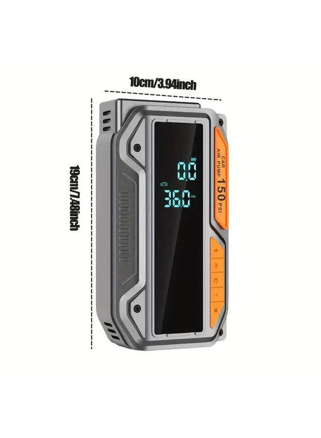 Multifunctional Air Pump Car Jump Starter Tire Inflator 150PSI 10L Gasoline Diesel Vehicles - Image 3