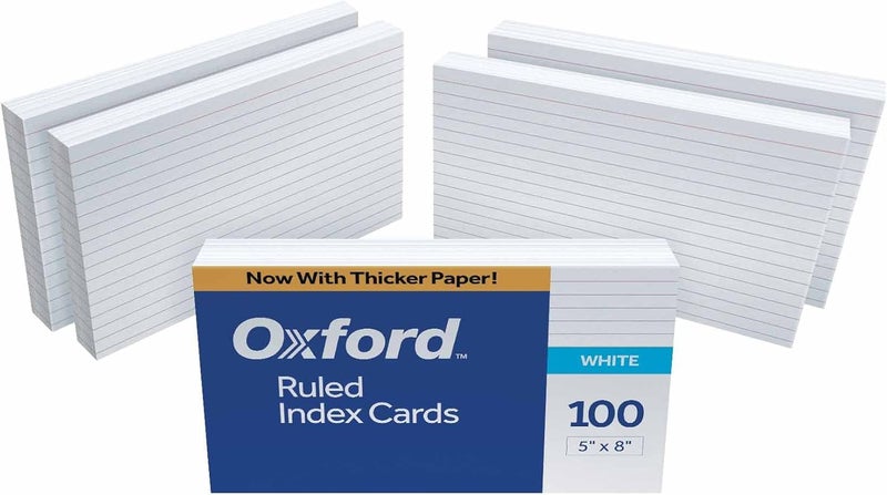 Oxford 51EE Ruled Index Cards - 5" x 8" White, 500 Count (5 Packs of 100) - Image 1
