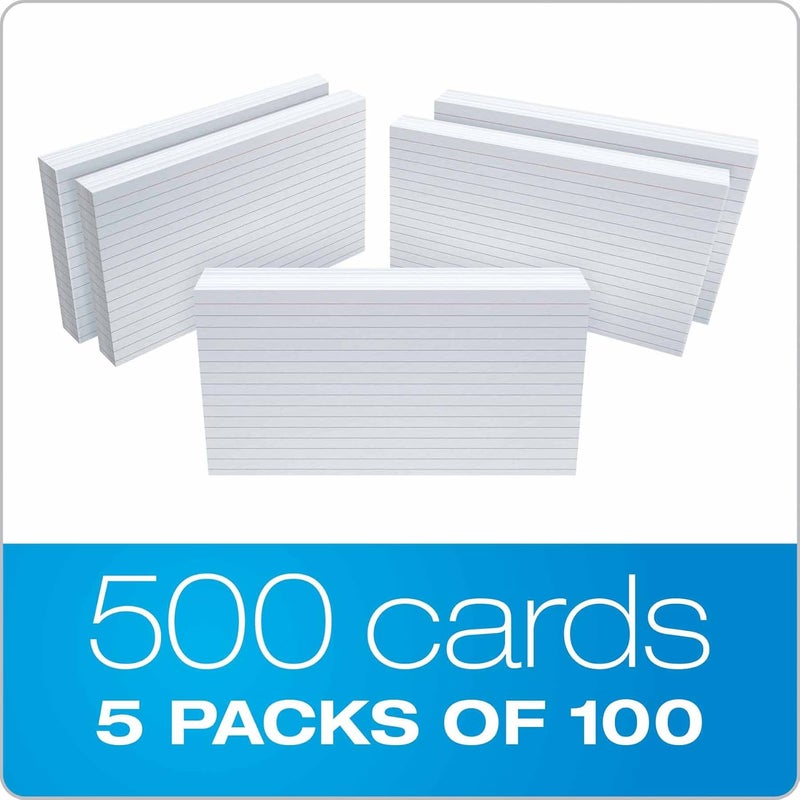 Oxford 51EE Ruled Index Cards - 5" x 8" White, 500 Count (5 Packs of 100) - Image 4