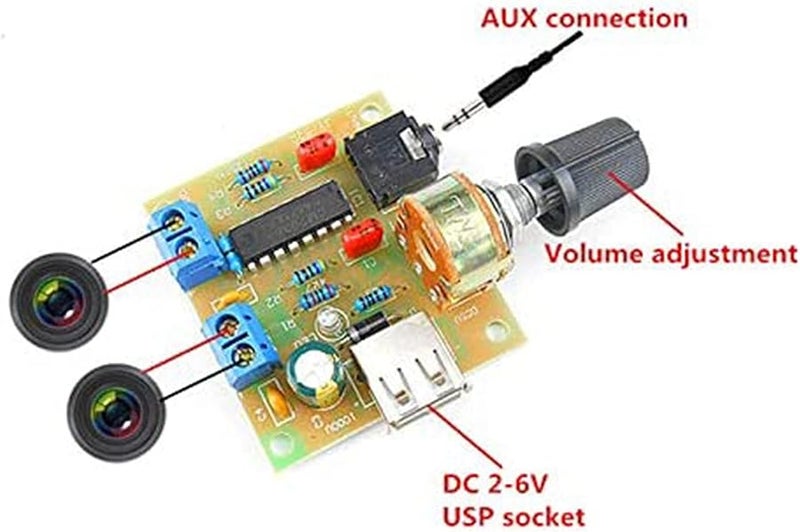 Green Mini Power Amplifier Board 5W 5W HiFi Two Channel USB 5V Audio Amplifier - Image 5