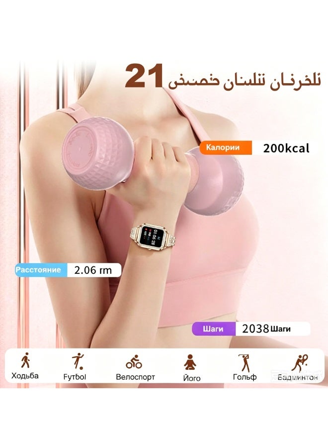 ساعة ذكية نسائية، متتبع لياقة بدنية HD بشاشة 1.57 بوصة مع مكالمات بلوتوث، مراقب معدل ضربات القلب و SpO2 والنوم، مقاومة للماء IP68 لأجهزة iOS وأندرويد - Image 5